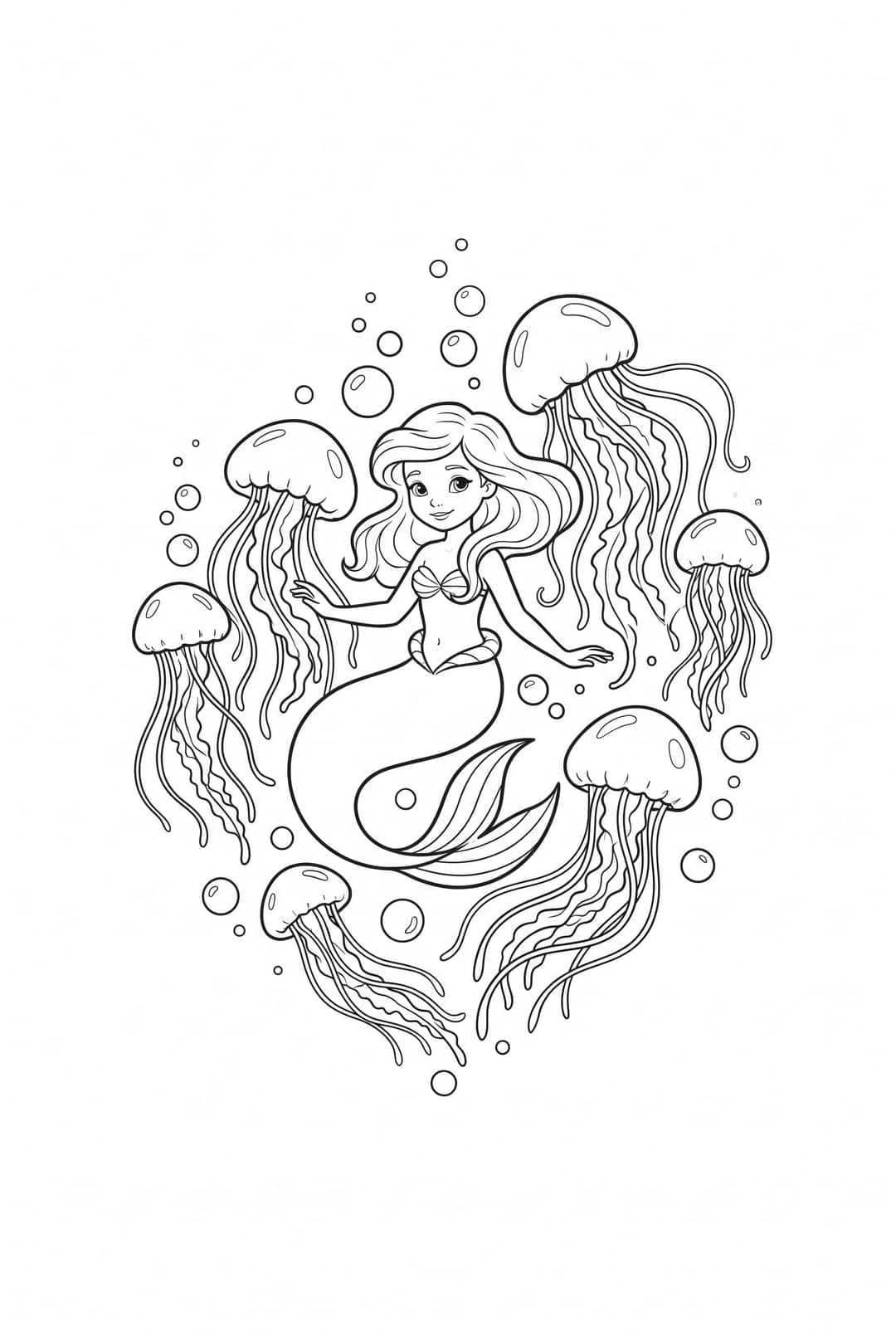Colporing Pags Mermaid in a sunken ship · printable coloring page